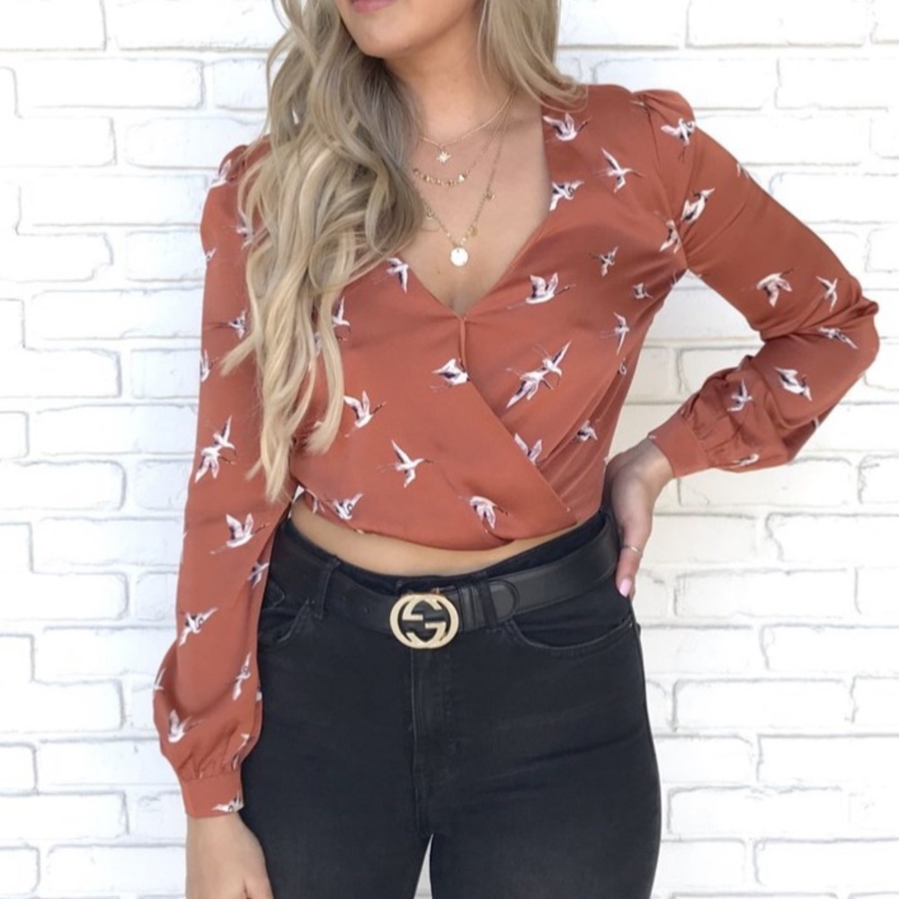Rust bird blouse